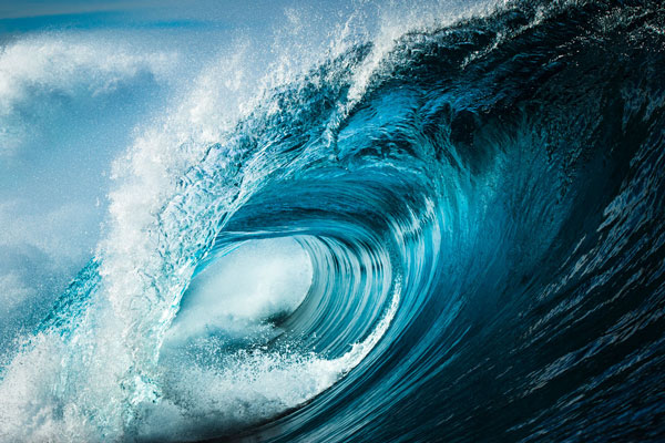 Dark blue waves crashing
