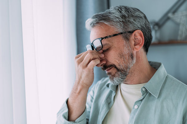 Tired man with glasses